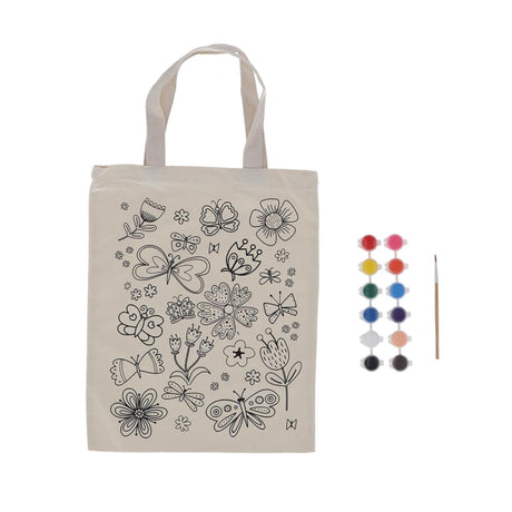 Esschert design Bolsa para colorear mariposas con pincel y 12 colores de pintura 29x35,5cm poliéster