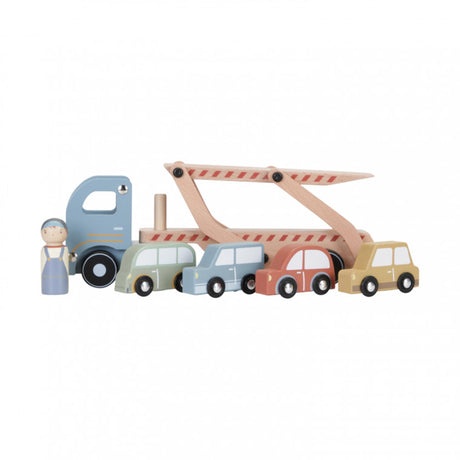 Portacoches de madera Little Dutch Tiamo con 4 coches y conductor