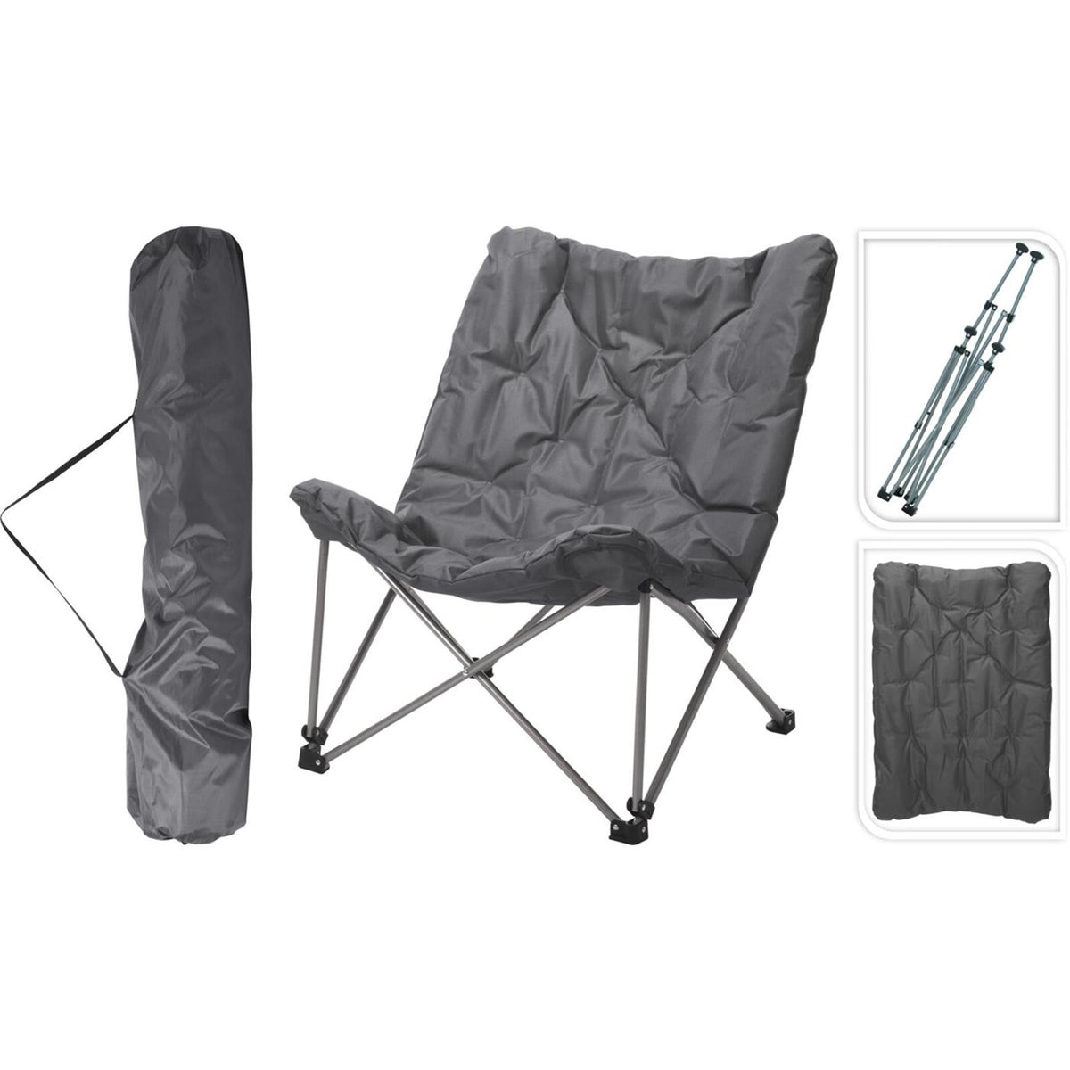 Redcliffs silla de camping plegable gris 83x74x91cm acero poliéster 4,5kg