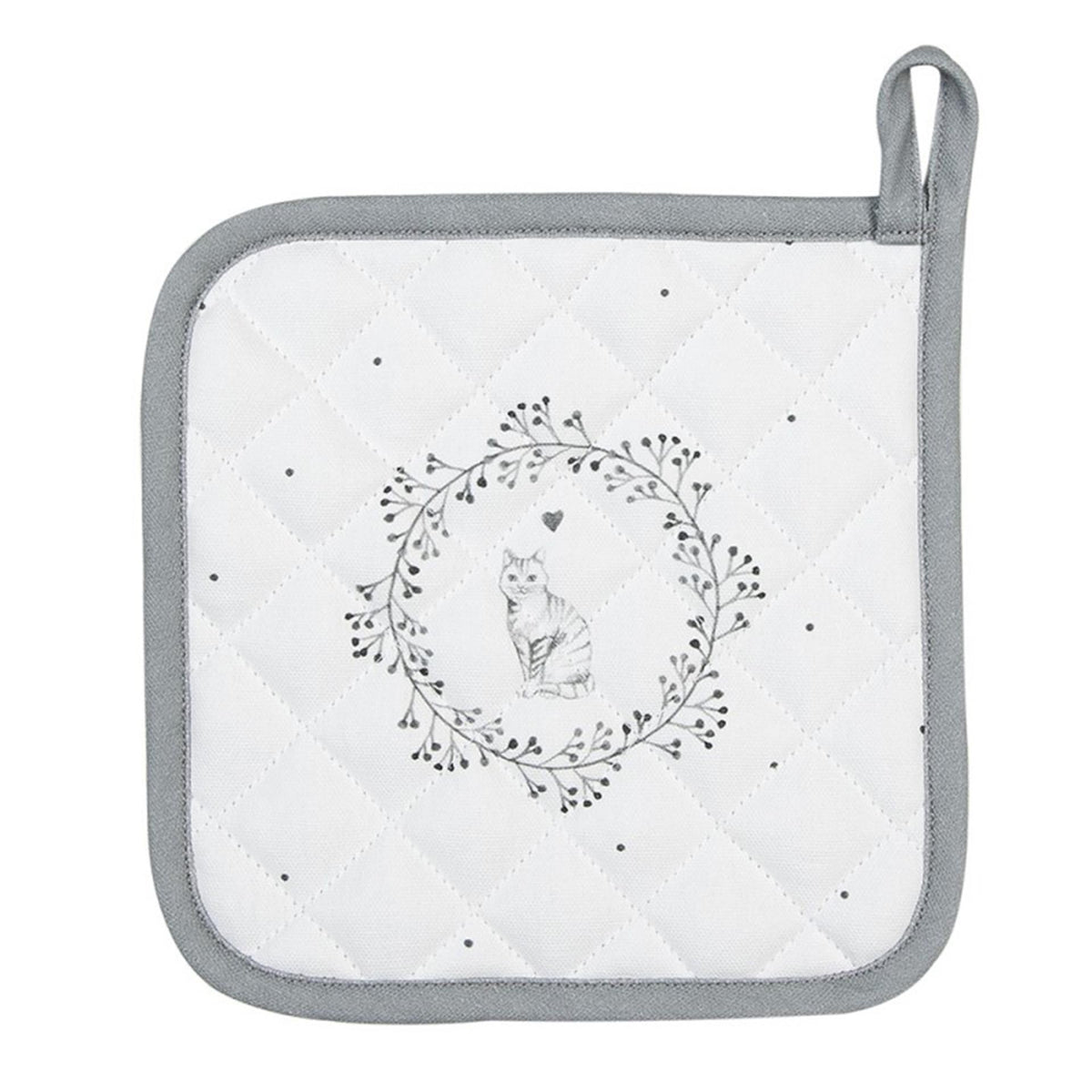 Clayre eef agarradera gato blanco gris 20x20cm