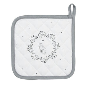 Clayre eef agarradera gato blanco gris 20x20cm