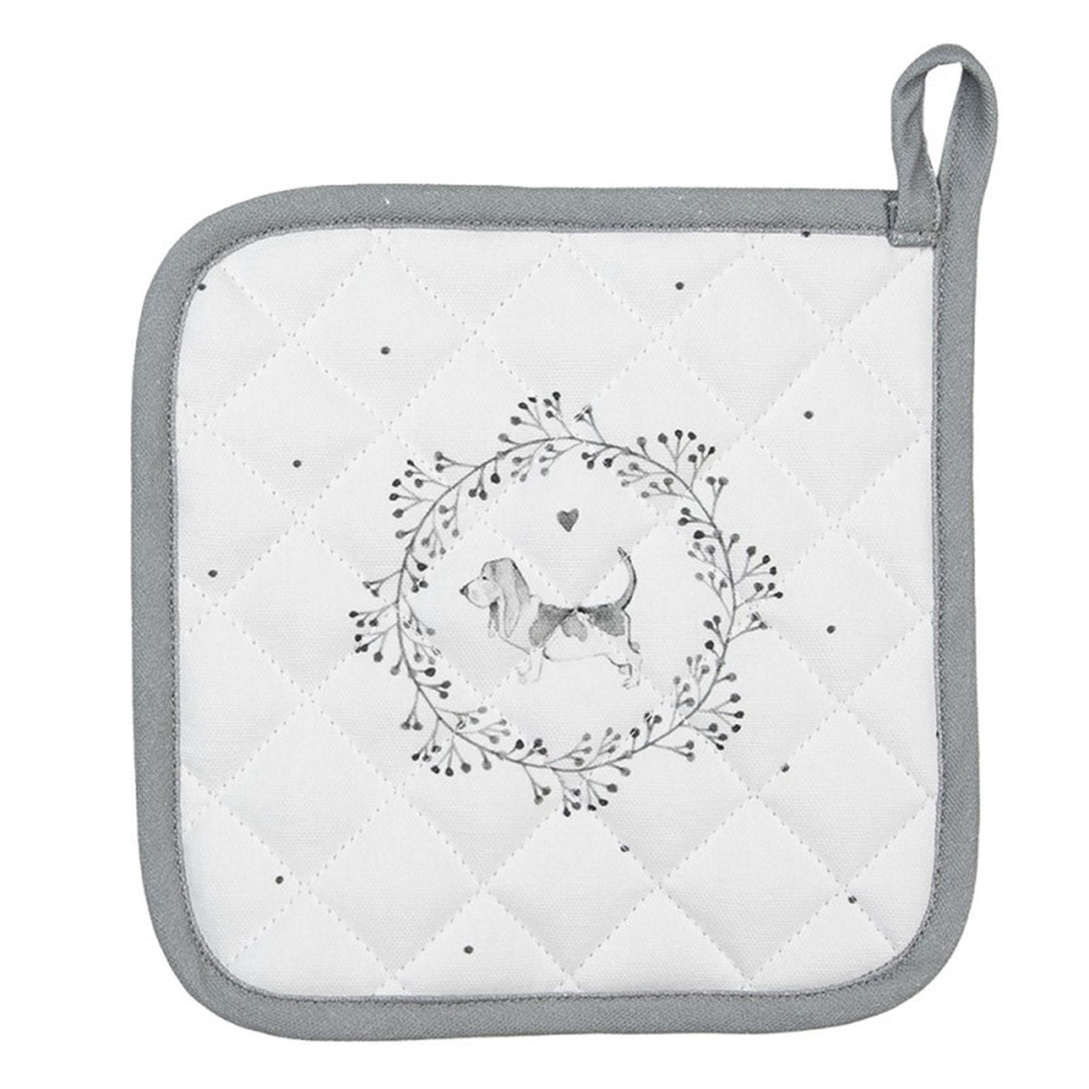 Clayre eef agarradera perro blanco gris 20x20cm