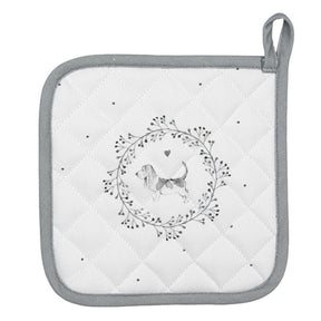 Clayre eef agarradera perro blanco gris 20x20cm