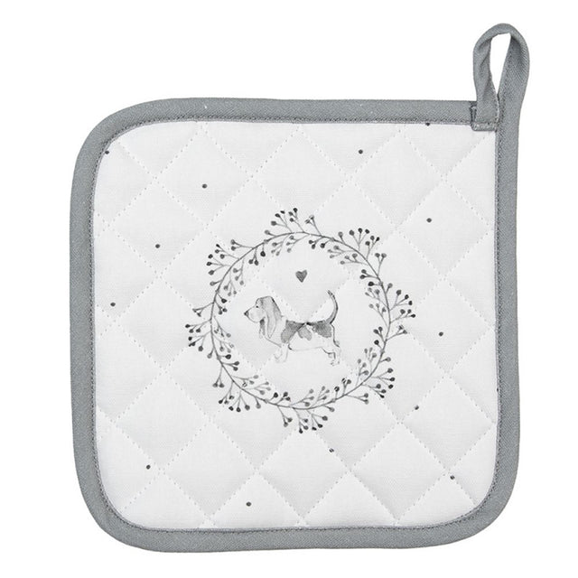 Clayre eef agarradera perro blanco gris 20x20cm