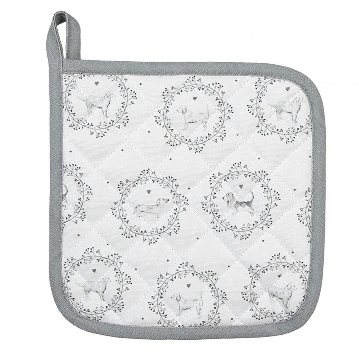 Clayre eef agarradera perro blanco gris 20x20cm