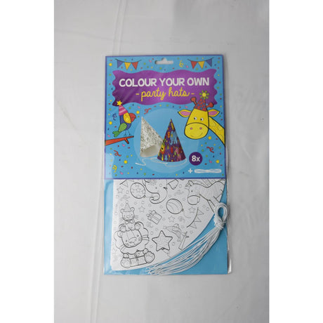 Colorea tus propios sombreros de fiesta - pack 8 sombreros con bandas elásticas