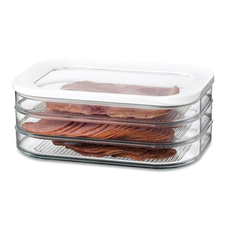 Caja para carne Mepal Modula - 550 ml de 3 capas - Caja para alimentos frescos - Blanco