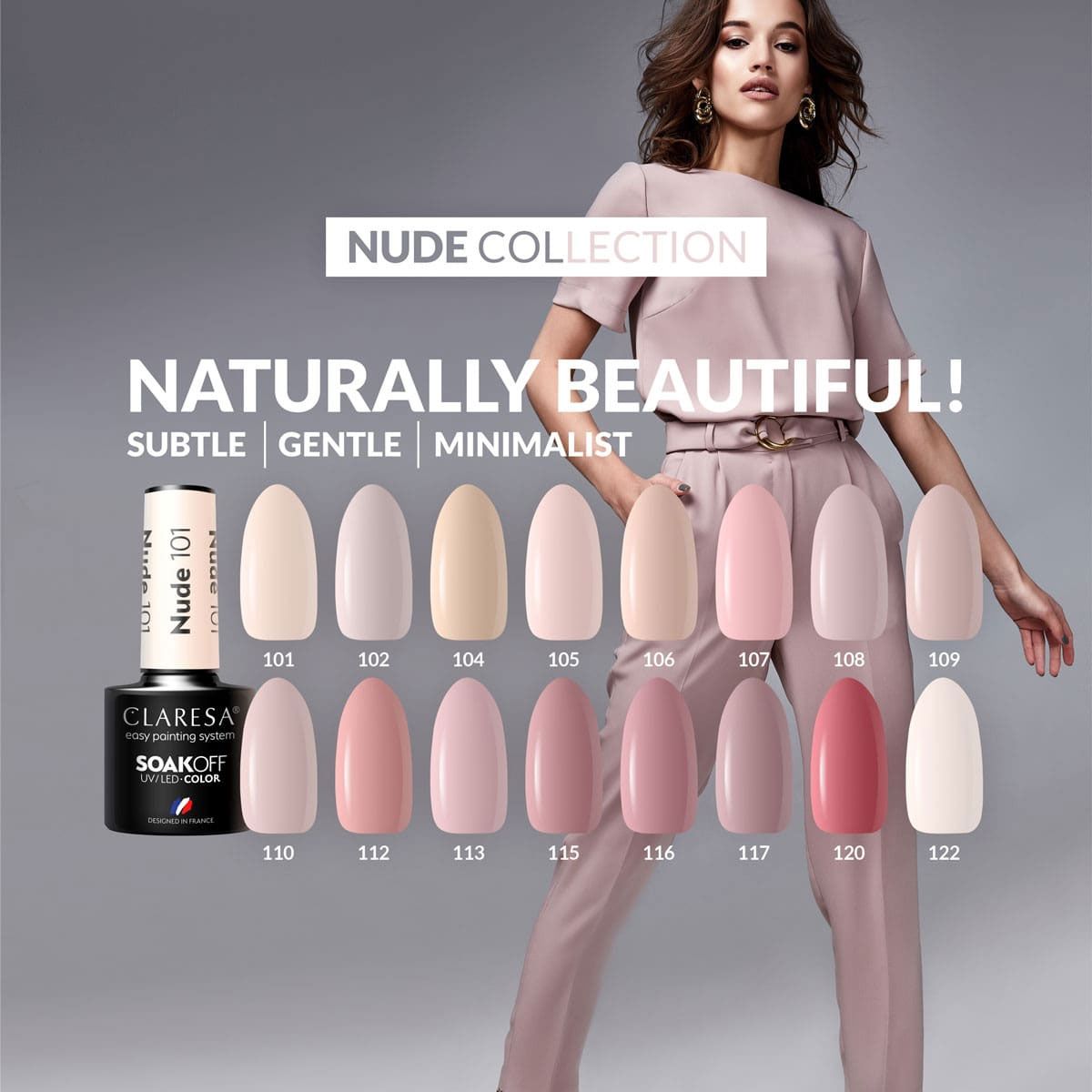 Claresa Esmalte Gel UV LED 5ml Desnudo 107