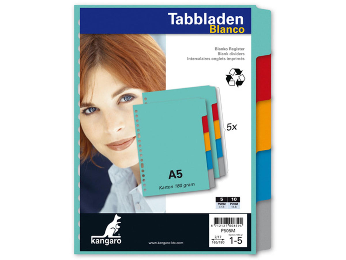 Kangaro tab a5 cartulina en blanco 180 gramos surtido 17 huecos cartulina de 5 piezas