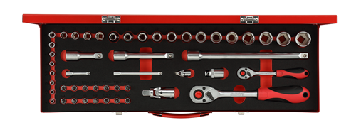 Gedore rojo | r46004049 | juego de llaves de vaso | 1 4” + 1 2* | 49 piezas - r46004049