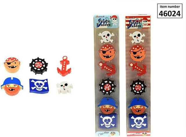 Gomas de borrar piratas Van der Doelen, 6 piezas