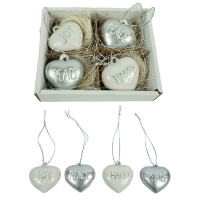 Colgantes Migros (r) corazón con texto 4 cm juego de 4 | 6 piezas