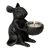 Portavelas ratón negro 12,5 cm | 6 piezas