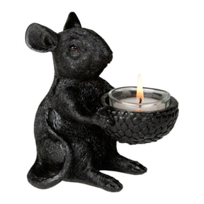 Portavelas ratón negro 12,5 cm | 6 piezas