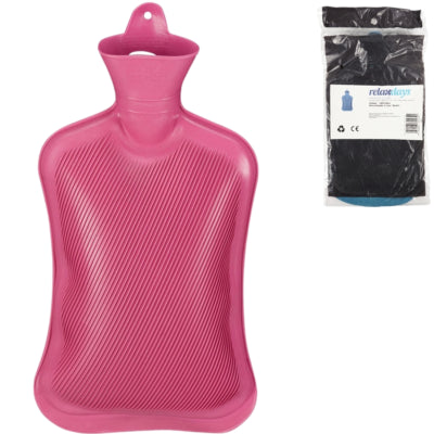 Relaxdays bolsa de agua caliente rosa 2 l | 6 piezas