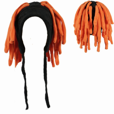 Gorro negro con pelo naranja 40 cm | 12 piezas