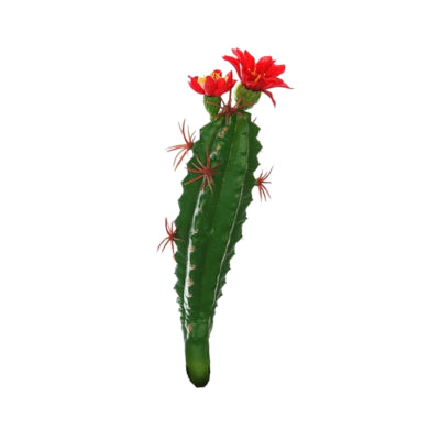 Cactus con flor rojo verde 19 cm | 48 piezas