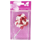 Flor decorativa con perlas rojas 13 cm juego de 6 | 24 piezas