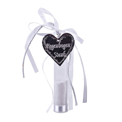 Colgante de regalo arcoiris tela brillo blanco 10 cm | 18 piezas