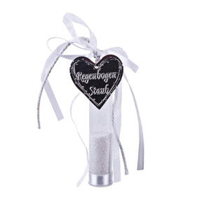 Colgante de regalo arcoiris tela brillo blanco 10 cm | 18 piezas