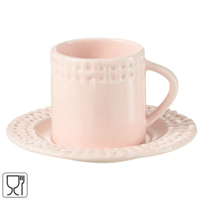 Taza y platillo J-line rosa 175 ml | 12 piezas