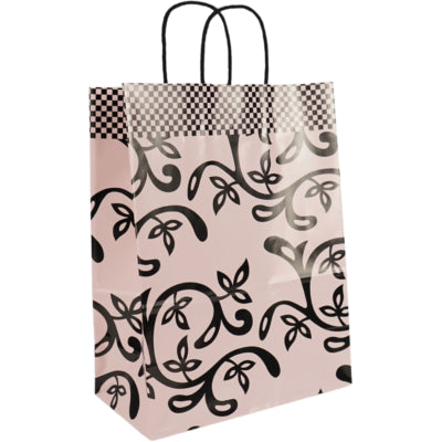 Bolsa de papel rosa y negra 31 cm juego de 250