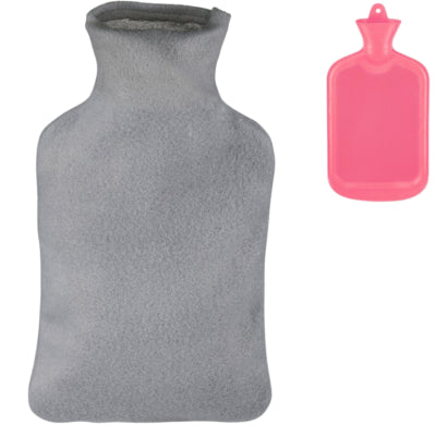 Relaxdays bolsa de agua caliente con funda rosa gris 1,5 l | 12 piezas