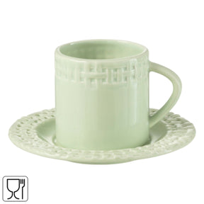 Taza y platillo J-line verde 175 ml | 12 piezas