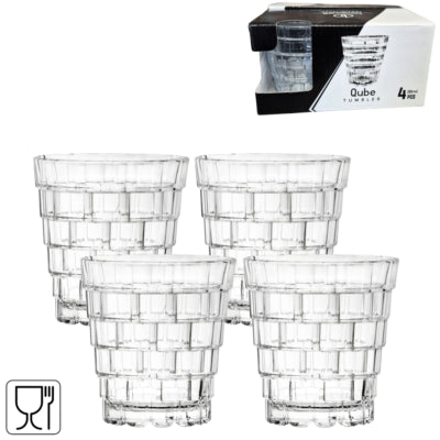 Vaso de cristal qube 280 ml juego de 4 | 12 piezas