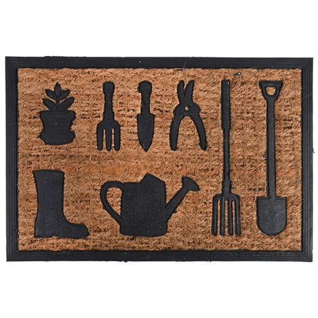 Esschert design felpudo goma coco herramientas de jardín 61x40cm
