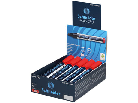 Pizarra rotuladora Schneider 290 roja 10uds