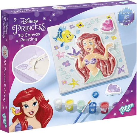 Introducción al set de manualidades Disney Princess Totum, haz una pintura de princesa en lienzo en 3D de Ariel