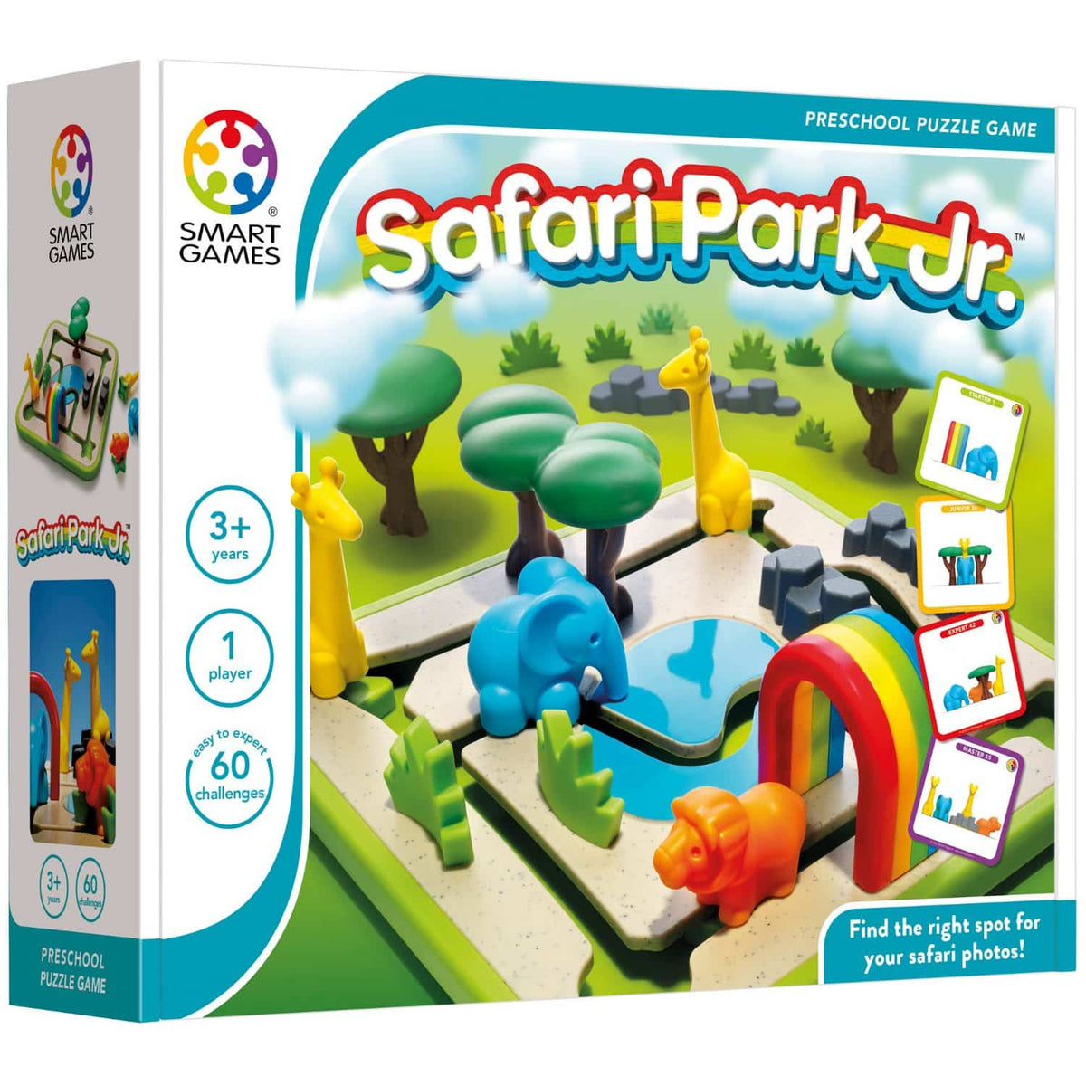 Juegos inteligentes safari park jr. - juego de pensamiento lógico clasificador de formas - 60 tareas de rompecabezas educativos - juego individual para niños pequeños - a partir de 3 años