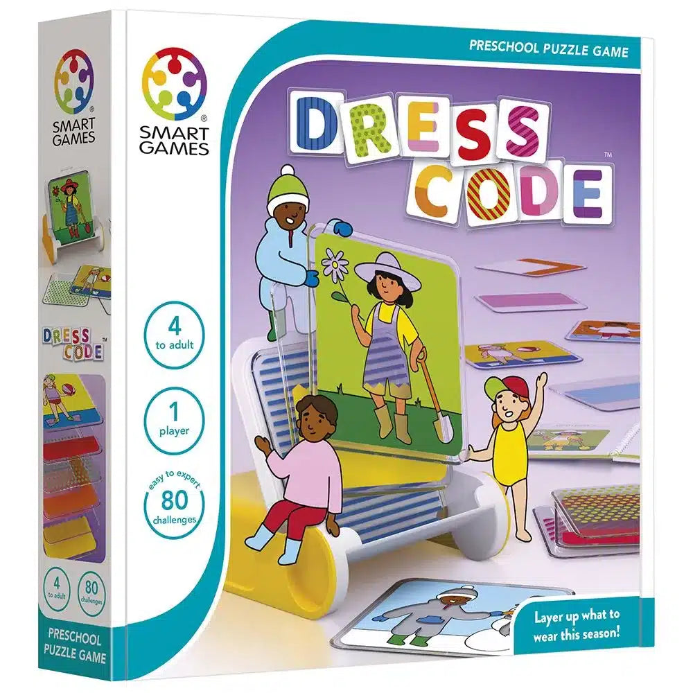 Código de vestimenta de Smartgames - juego educativo de rompecabezas lógico - 80 tareas desafiantes - juego de formas y colores para niños pequeños - a partir de 4 años