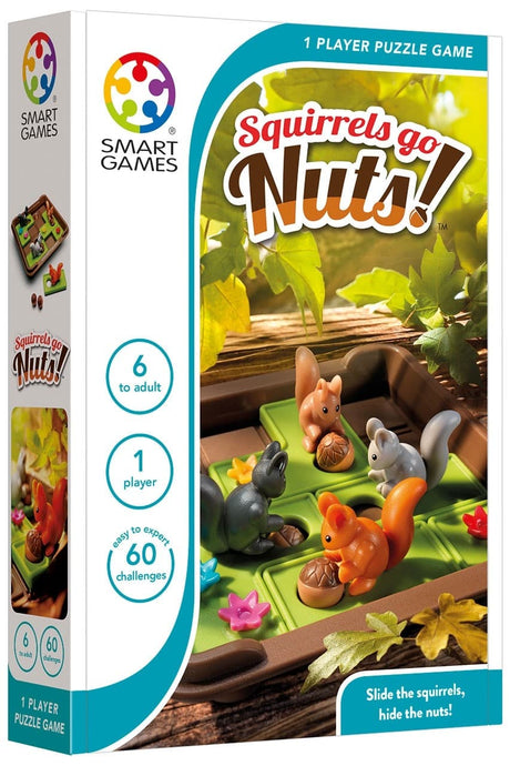 ¡Las ardillas de juegos inteligentes se vuelven locas! - juego de pensamiento de rompecabezas deslizante compacto - 60 desafíos educativos de ardilla - juego de viaje juego en solitario - a partir de 6 años