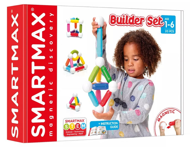 Smartmax my first builder set - juguetes de construcción magnéticos - juego de 20 piezas con barras curvas - juguetes educativos para niños pequeños - a partir de 1 año