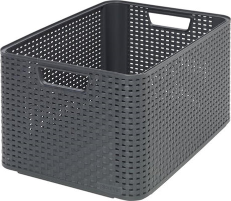 Cesta estilo Curver l estilo ratán antracita (lxanxal 44x32x23cm)