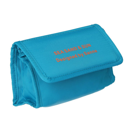 Bolso de viaje con espejo mar, arena sol azul naranja 16,5cm x 11cm