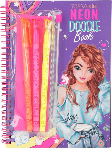 Van der Doelen top model - libro para colorear con garabatos de neón y marcadores