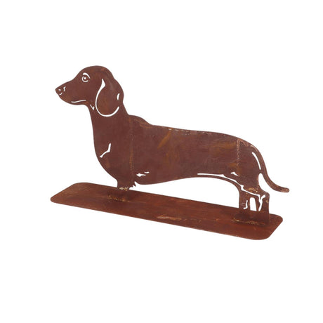 Esschert design perro salchicha óxido 37,8x10,0x30,6 cm acero dulce