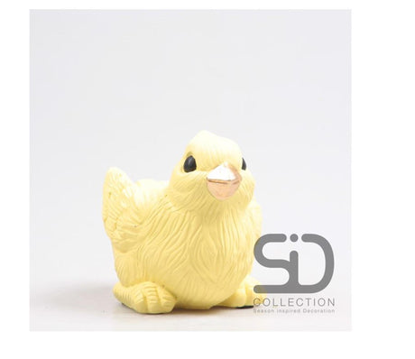 Pájaro decorativo de temporada con cuenco 12x8x7,5cm amarillo
