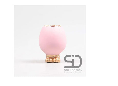 Jarrón decorativo inspirado en la temporada huevo con patas 7,5x7,5x10cm rosa