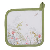 Clayre eef agarradera flores blanco verde 20x20cm
