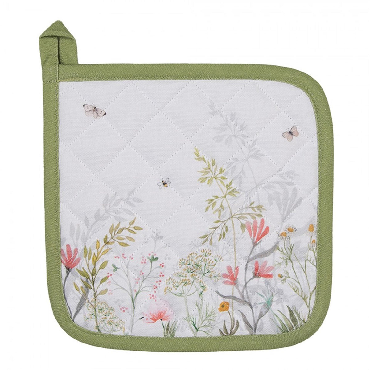 Clayre eef agarradera flores blanco verde 20x20cm